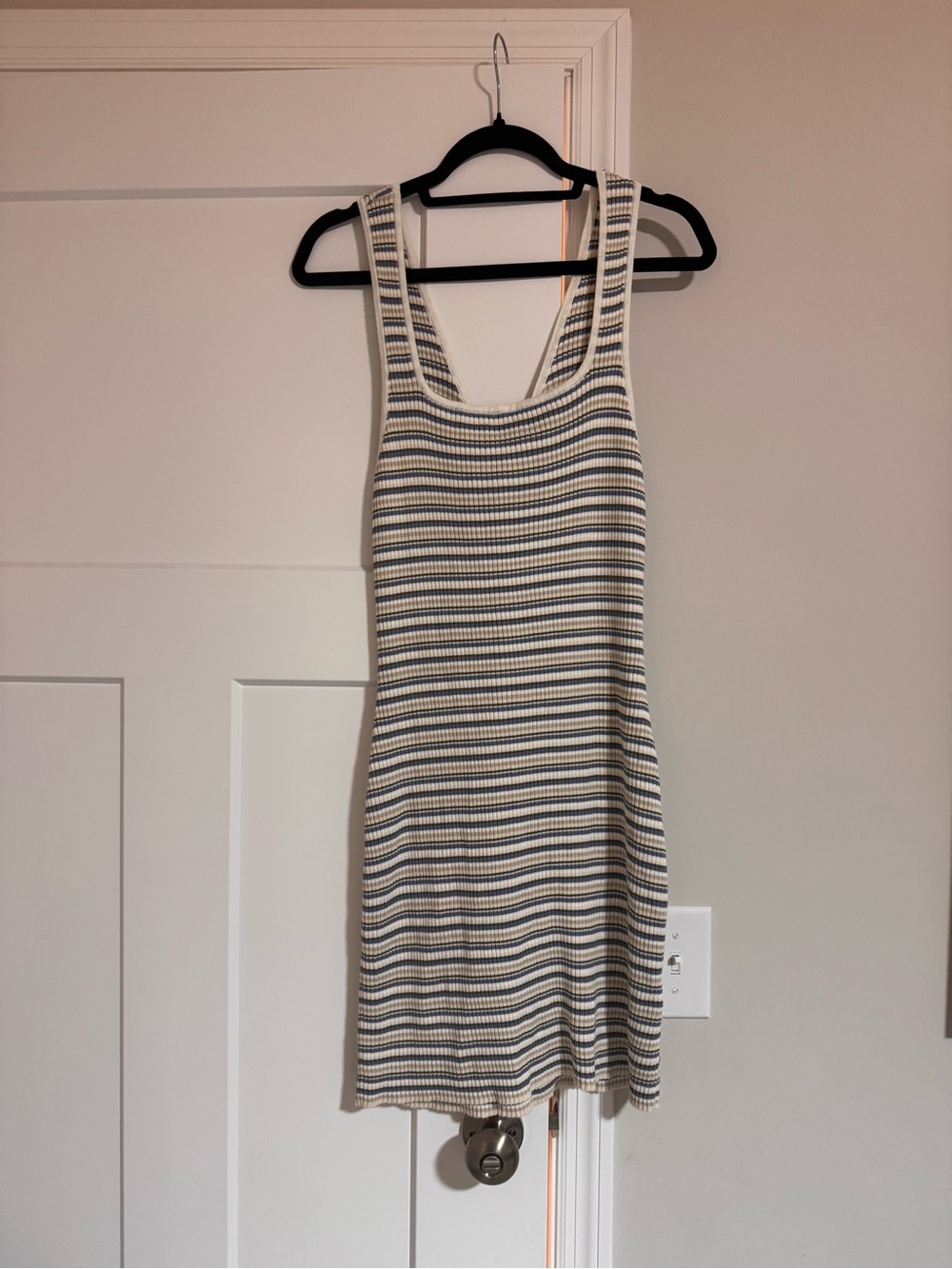 Abercrombie & Fitch Ribbed Stripe Tank Dress - Cream & Navy